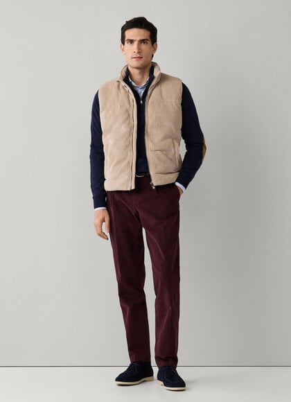 Regular Fit Stretch Cotton Pleated Trousers