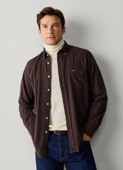 Regular Fit Garment Dyed Babycord Shirt