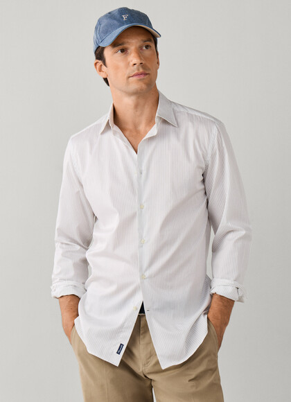 Regular Fit Pinstripe Twill Shirt