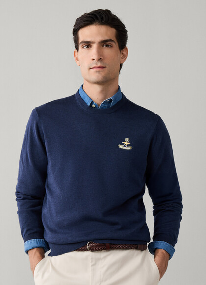 Cotton Silk Logo Crew-Neck Sweater