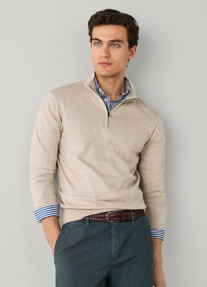 Cotton Silk Half Zip Sweater