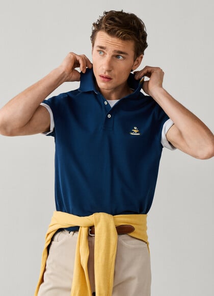 Regular Fit Short Sleeve Logo Pima Polo