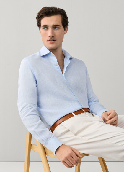 Regular Fit Yarn Dyed Linen Shirt