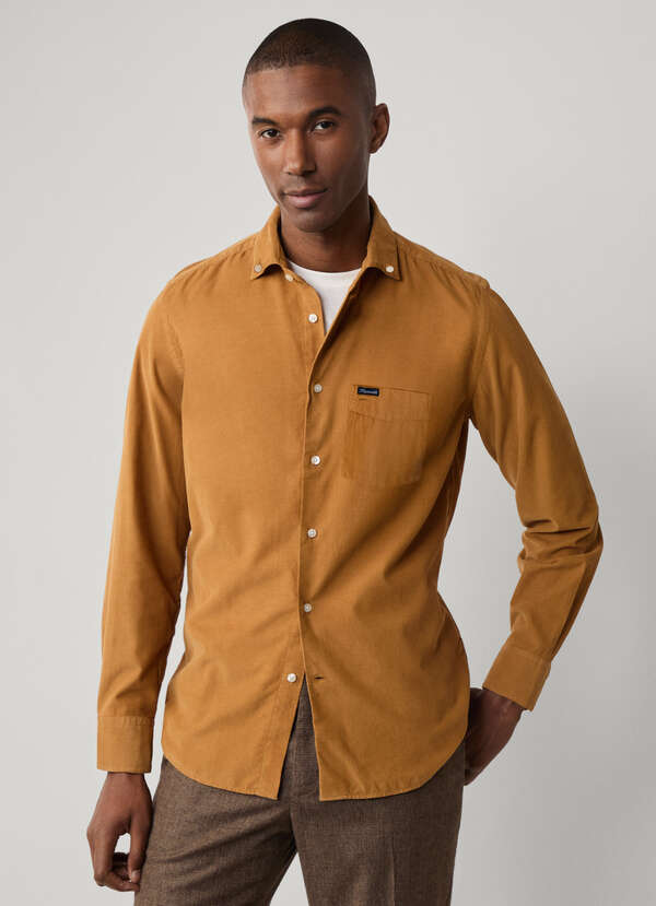 Regular Fit Garment Dyed Corduroy Shirt
