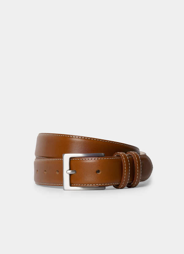 Contrasting Stitch Leather Belt