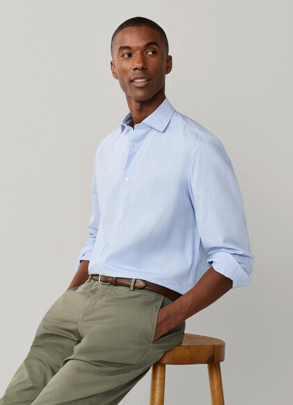 Regular Fit Micro Stripe Poplin Shirt