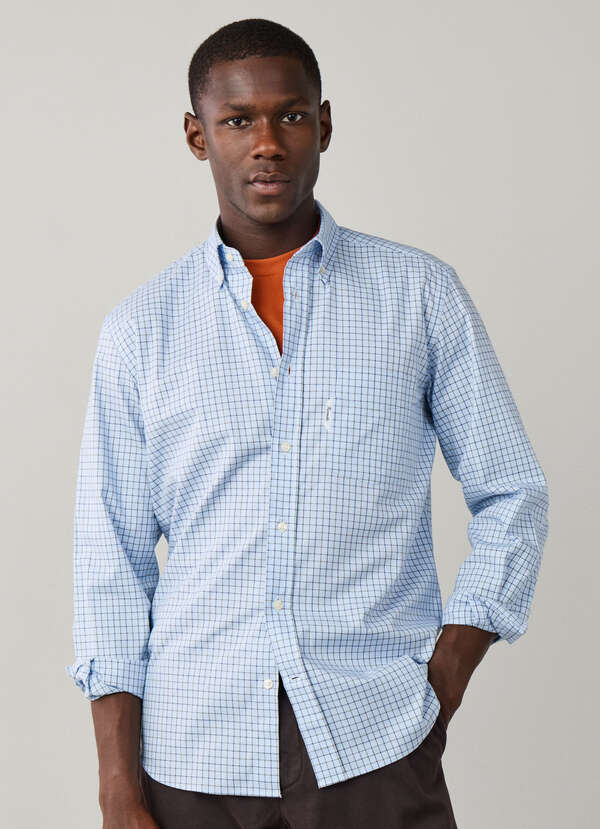 Regular Fit Windowpane Check Twill Shirt