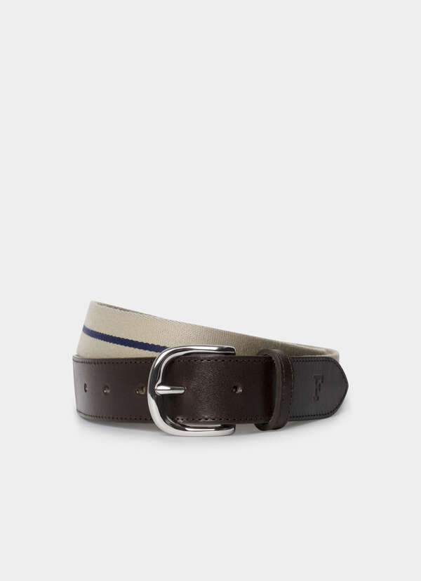 Striped Leather Detail Belt