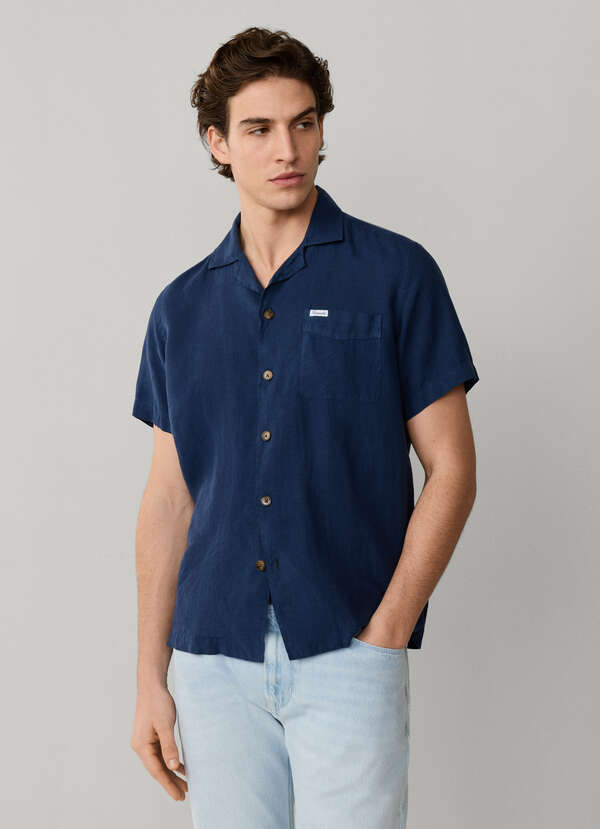 Regular Fit Short Sleeve Linen Shirt