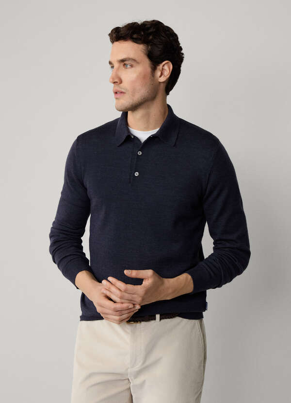 Regular Fit Merino Knitted Long Sleeve Polo