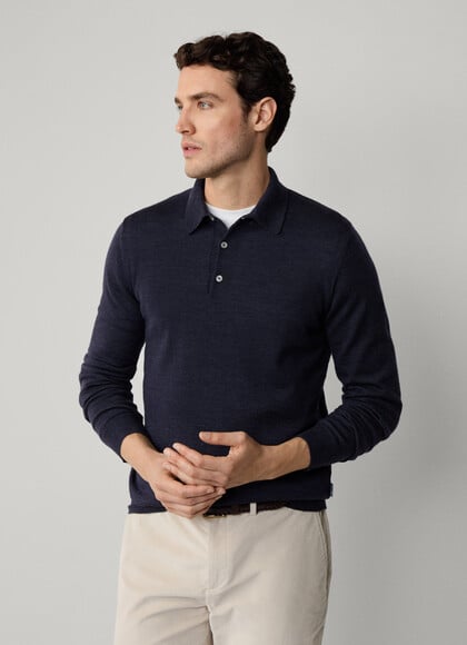 Regular Fit Merino Knitted Long Sleeve Polo