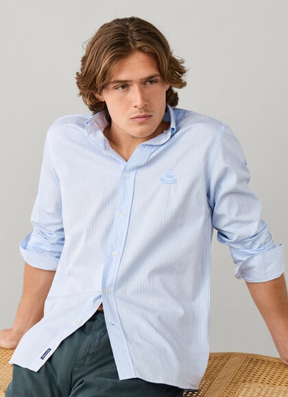 Regular Fit Logo Pinstripe Shirt