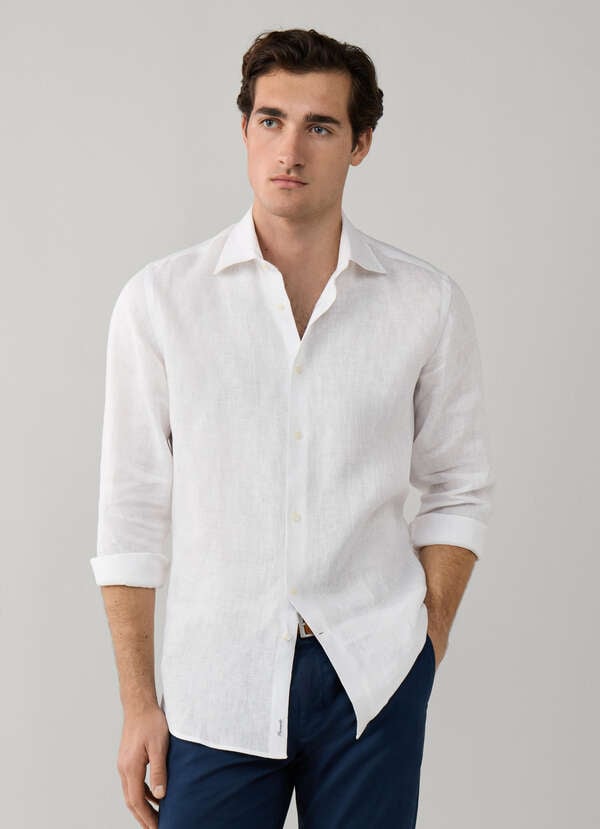Regular Fit Yarn Dyed Linen Shirt