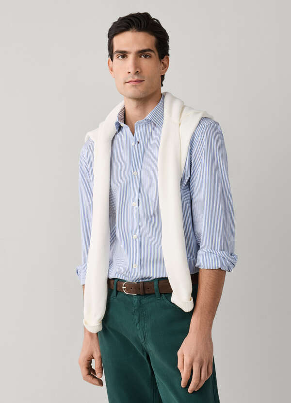 Regular Fit Regimental Stripe Poplin Shirt