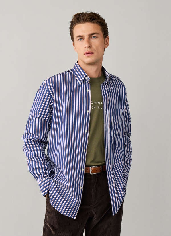 Regular Fit Regimental Stripe Poplin Shirt
