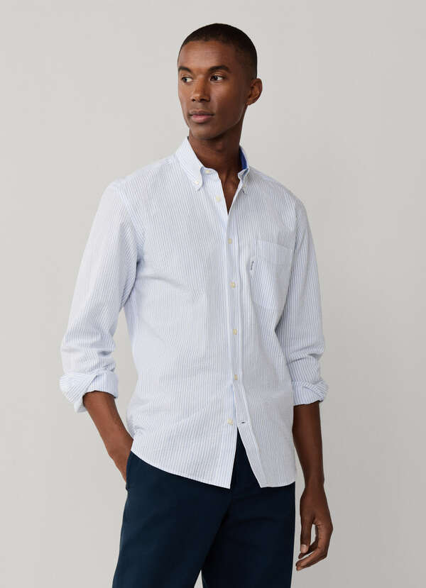 Regular Fit Candy Stripe Seersucker Shirt Regular Fit Candy Stripe Seersucker Shirt