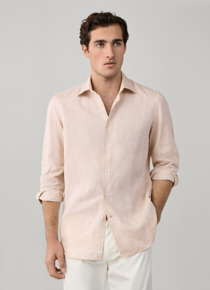 Regular Fit Yarn Dyed Linen Shirt