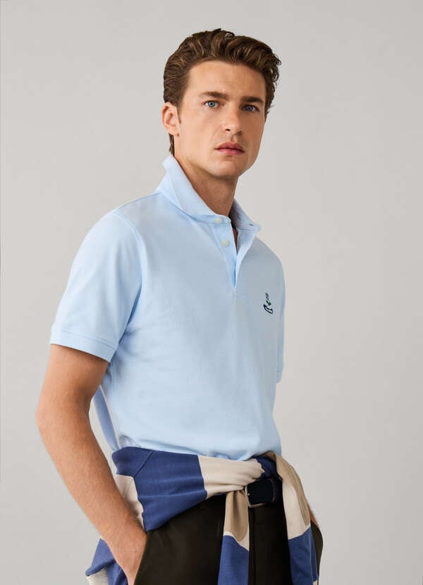 Regular Fit Short Sleeve Logo Pima Polo