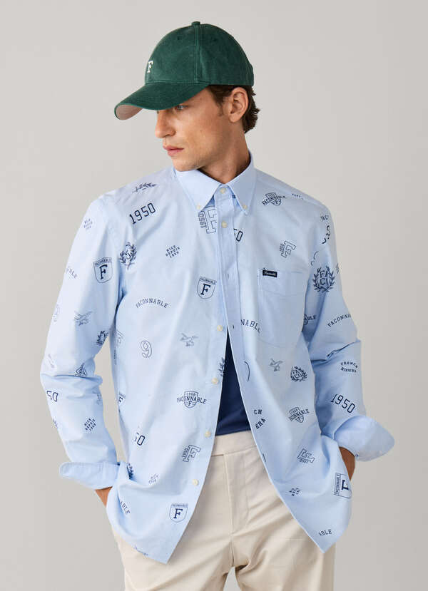 Regular Fit Oxford Multi Print Shirt