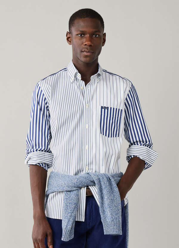 Regular Fit Tri Stripe Poplin Shirt Regular Fit Tri Stripe Poplin Shirt