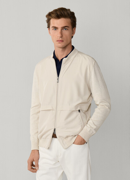 Cotton Silk Hybrid Blouson Jacket