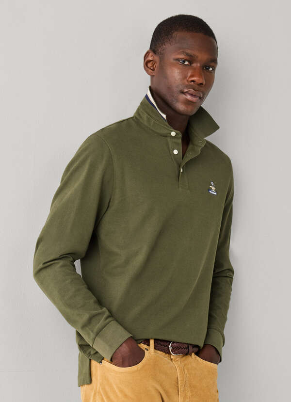 Regular Fit Long Sleeve Logo Pima Polo