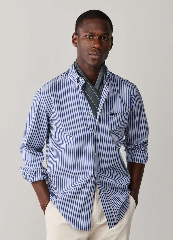 Regular Fit Regimental Stripe Poplin Shirt