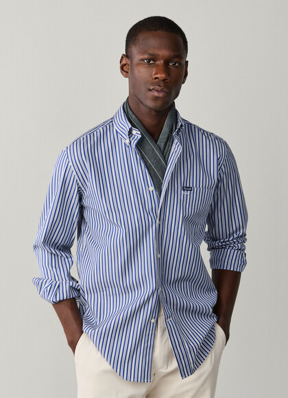 Regular Fit Regimental Stripe Poplin Shirt