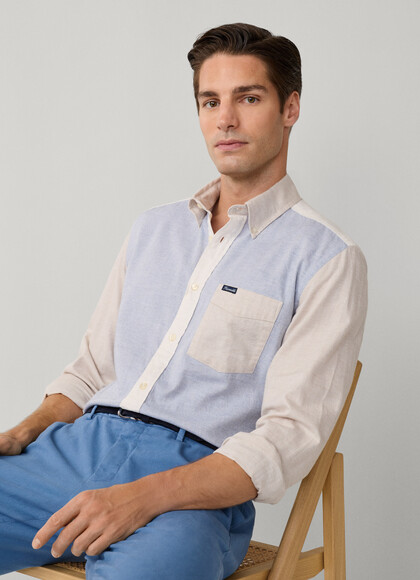 Regular Fit Colour Block Flannel Shirt