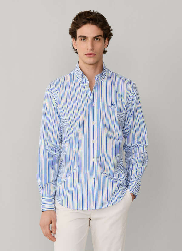 Regular Fit Two-Tone Stripe Poplin Shirt