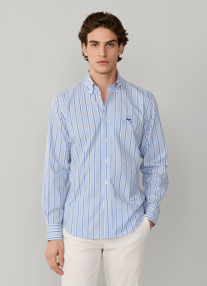 Regular Fit Two-Tone Stripe Poplin Shirt
