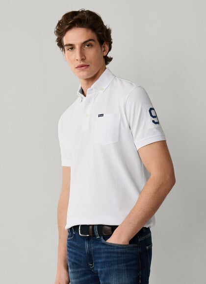 Regular Fit Short Sleeve Yatch Print Polo