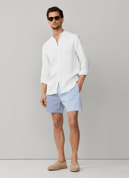 Colour Block Seersucker Swim Shorts