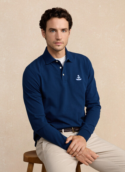 Regular Fit Long Sleeve Logo Pima Polo