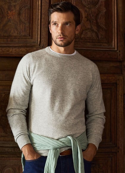 Wool-Cashmere Crew Neck Sweater