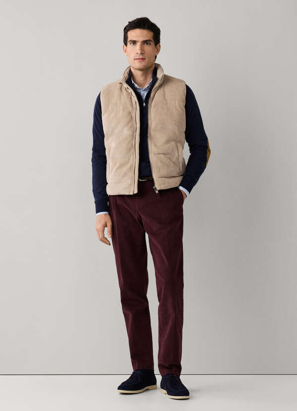 Regular Fit Stretch Cotton Pleated Trousers