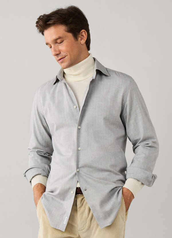 Regular Fit Herringbone Flannel Shirt Regular Fit Herringbone Flannel Shirt