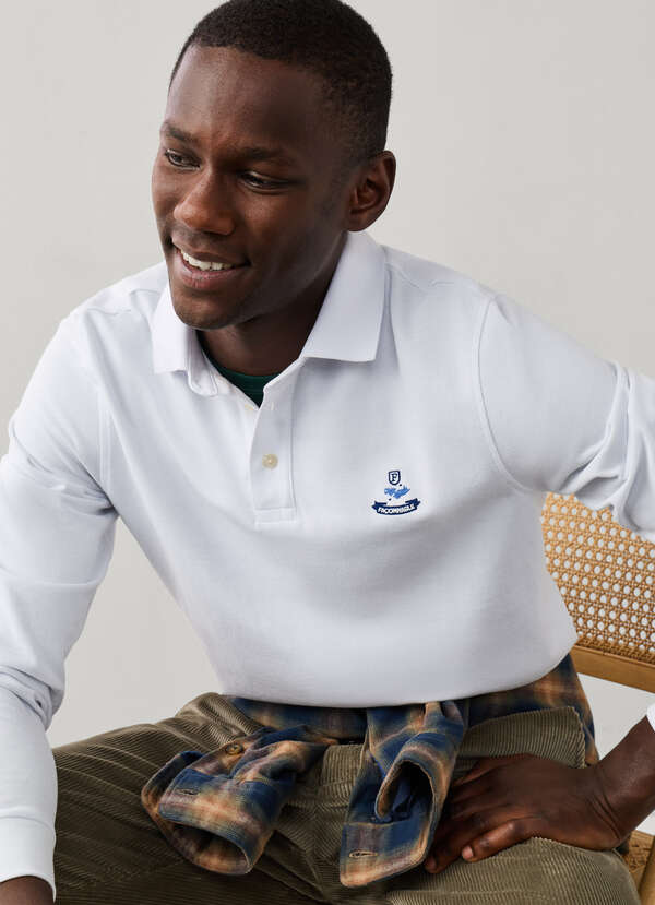 Regular Fit Long Sleeve Logo Pima Polo