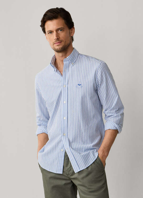 Regular Fit Bengal Stripe Seersucker Shirt Regular Fit Bengal Stripe Seersucker Shirt