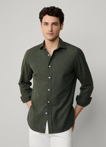 Regular Fit Herringbone Flannel Shirt