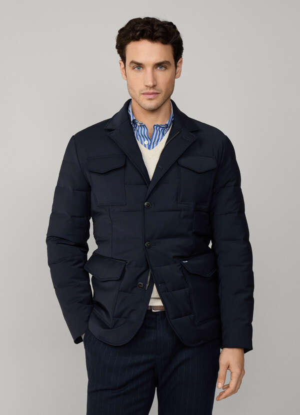 Quilted Wool-Blend Flap Pocket Jacket