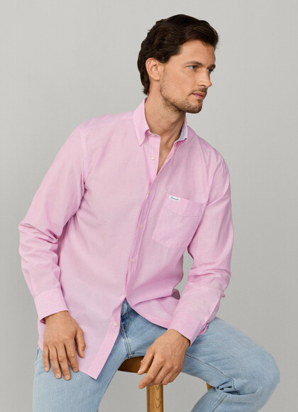 Regular Fit Back Print Linen Blend Shirt