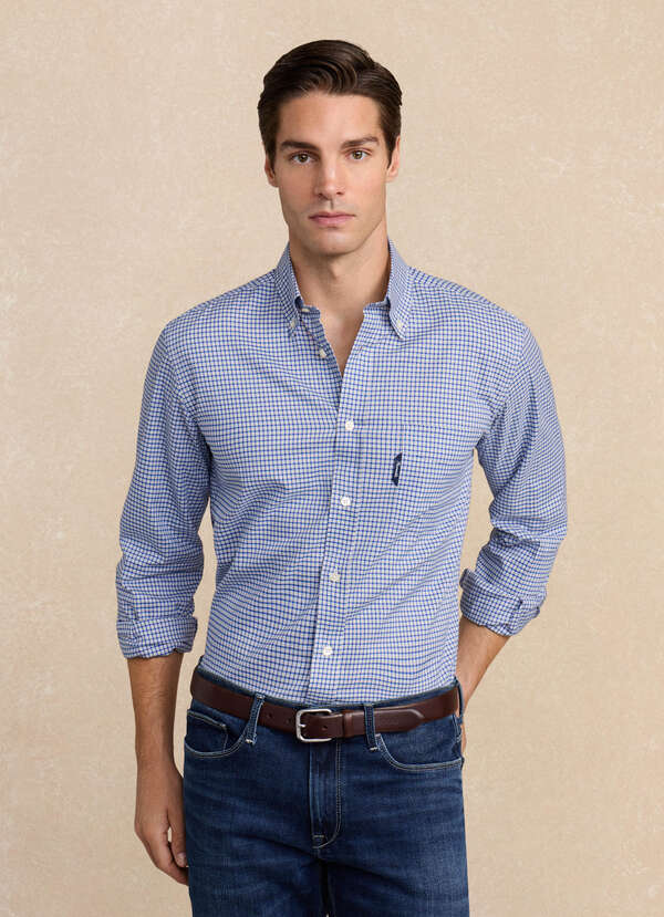 Regular Fit Mini Check Brushed Twill Shirt