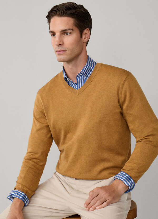 Cotton Silk V Neck Jumper