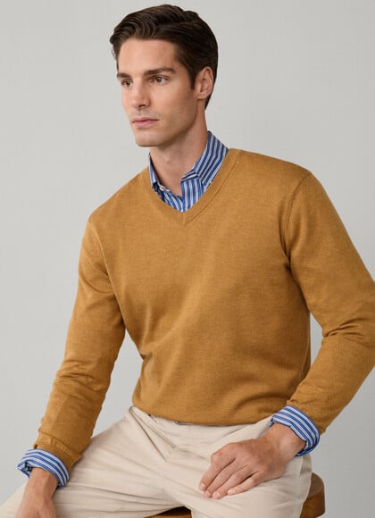 Cotton Silk V Neck Jumper