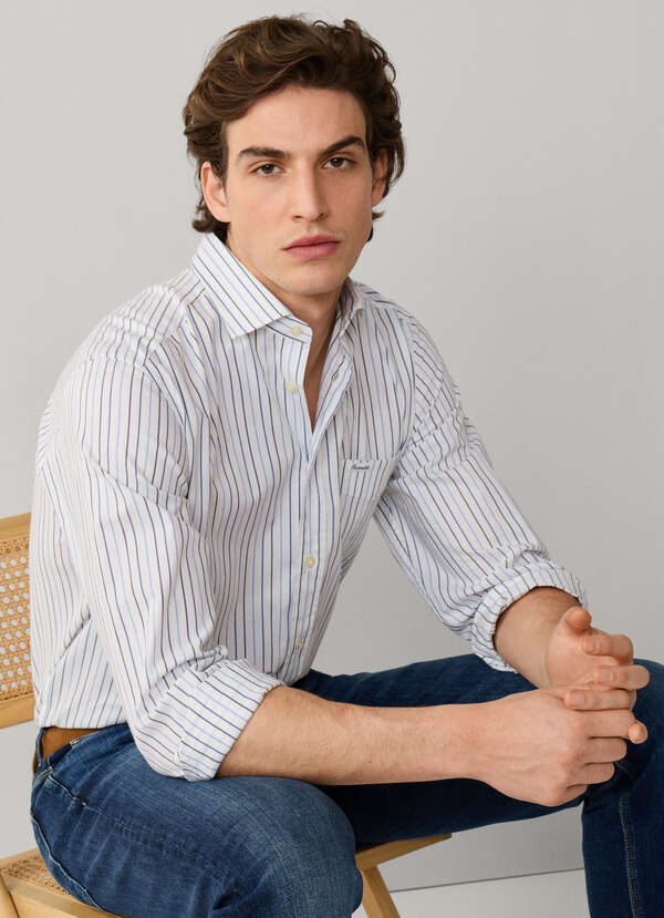 Regular Fit Multi Stripe Pique Shirt