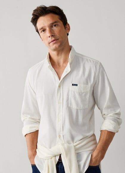 Regular Fit Garment Dyed Babycord Shirt