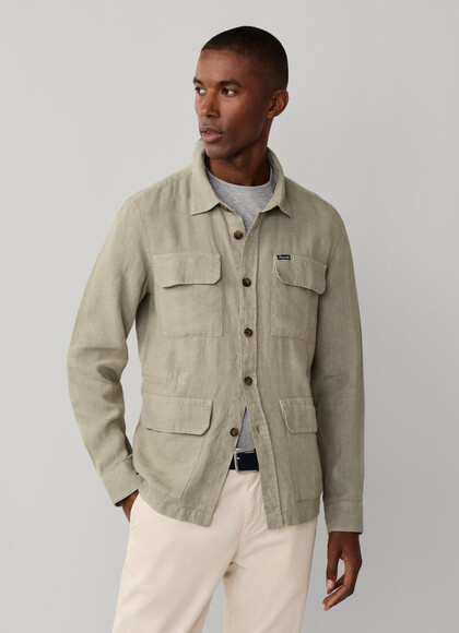 Garment Dyed Linen Drawstring Overshirt