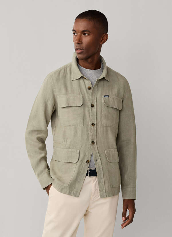Garment Dyed Linen Drawstring Overshirt Garment Dyed Linen Drawstring Overshirt