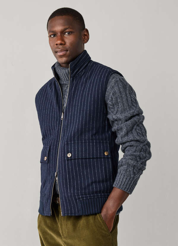 Reversible Pinstripe and Cable Knit Gilet